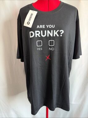 Black 'Are You Drunk?' Graphic Short-Sleeve Tee